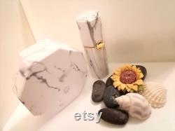 12.1 Marble Lipstick Tube 10gm Marble Powder Case withPowder Puff Octagon Marble Powder Box Hexagon Lipstick Tube Marble Pattern Cosmetic Set