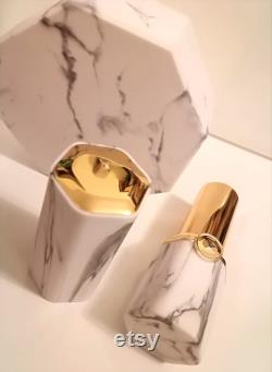 12.1 Marble Lipstick Tube 10gm Marble Powder Case withPowder Puff Octagon Marble Powder Box Hexagon Lipstick Tube Marble Pattern Cosmetic Set 12.1 Marble Lipstick Tube 10gm Marble Powder Case withPowder Puff Octagon Marble Powder Box Hexagon Lipstick Tube Marble Pattern Cosmetic Set