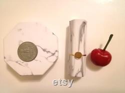 12.1 Marble Lipstick Tube 10gm Marble Powder Case withPowder Puff Octagon Marble Powder Box Hexagon Lipstick Tube Marble Pattern Cosmetic Set