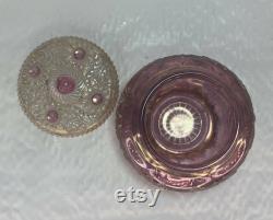 1899 EAPG Delaware, US Glass Co. Cranberry Stain and Gold Relief Dresser Box H3.5