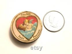 1900s Tiny Powder Box Soul Kiss Antique Mini Art Nouveau Ring Box Angel Kiss Shabby Romantic Celestial Decor Cherub Angel Pillbox Gift RARE