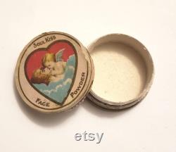 1900s Tiny Powder Box Soul Kiss Antique Mini Art Nouveau Ring Box Angel Kiss Shabby Romantic Celestial Decor Cherub Angel Pillbox Gift RARE