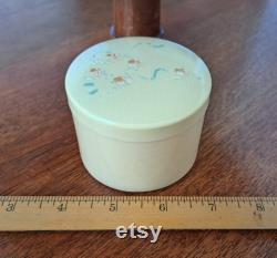 1920s Celluloid Powder Jar Cotton Ball Container, Hand-Painted Lid, Art Deco Design, Vintage Vanity Bathroom