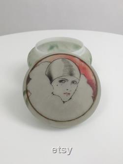 1920s Pierrot powder bowl Art Deco vintage antique