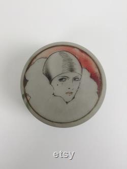 1920s Pierrot powder bowl Art Deco vintage antique