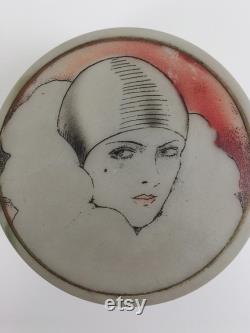 1920s Pierrot powder bowl Art Deco vintage antique