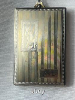 1926 Art Nouveau/ Deco Compact Wristlet Gold Plated Double Vanity Powder Box