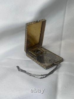 1926 Art Nouveau/ Deco Compact Wristlet Gold Plated Double Vanity Powder Box