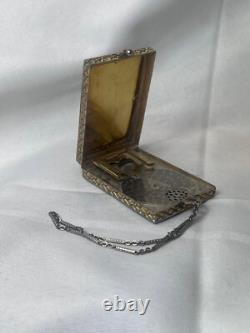 1926 Art Nouveau/ Deco Compact Wristlet Gold Plated Double Vanity Powder Box