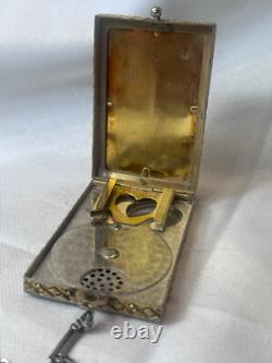 1926 Art Nouveau/ Deco Compact Wristlet Gold Plated Double Vanity Powder Box