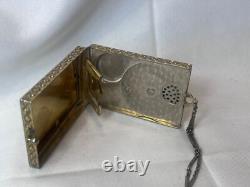 1926 Art Nouveau/ Deco Compact Wristlet Gold Plated Double Vanity Powder Box