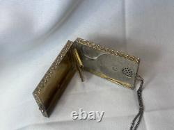 1926 Art Nouveau/ Deco Compact Wristlet Gold Plated Double Vanity Powder Box
