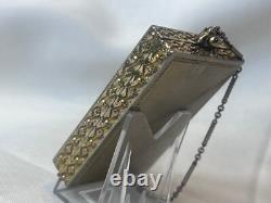 1926 Art Nouveau/ Deco Compact Wristlet Gold Plated Double Vanity Powder Box