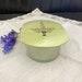 1930's Etched Glass Powder Jar withGreen Celluloid Lid