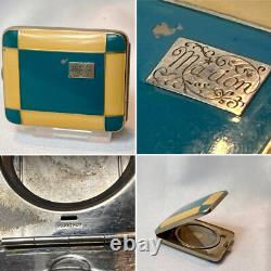 1930's Marathon Marion Foto Pak Compact Blue White Enamel Dbl Vanity Powder Box