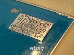 1930's Marathon Marion Foto Pak Compact Blue White Enamel Dbl Vanity Powder Box