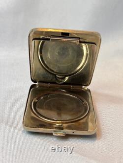 1930's Marathon Marion Foto Pak Compact Blue White Enamel Dbl Vanity Powder Box