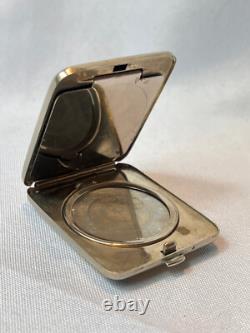 1930's Marathon Marion Foto Pak Compact Blue White Enamel Dbl Vanity Powder Box
