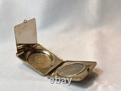 1930's Marathon Marion Foto Pak Compact Blue White Enamel Dbl Vanity Powder Box
