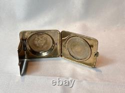 1930's Marathon Marion Foto Pak Compact Blue White Enamel Dbl Vanity Powder Box