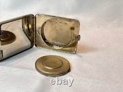 1930's Marathon Marion Foto Pak Compact Blue White Enamel Dbl Vanity Powder Box