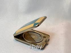 1930's Marathon Marion Foto Pak Compact Blue White Enamel Dbl Vanity Powder Box