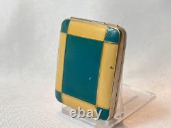 1930's Marathon Marion Foto Pak Compact Blue White Enamel Dbl Vanity Powder Box