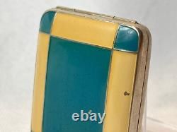 1930's Marathon Marion Foto Pak Compact Blue White Enamel Dbl Vanity Powder Box