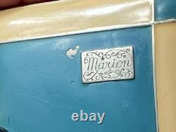 1930's Marathon Marion Foto Pak Compact Blue White Enamel Dbl Vanity Powder Box