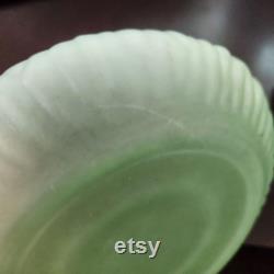 1930s Green Frosted Elephant Finial Powder Jar Trinket Satin Uranium Glow 6 inch