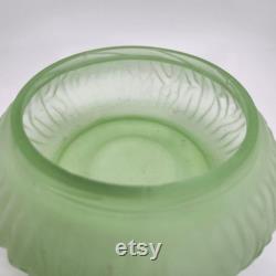 1930s Green Frosted Elephant Finial Powder Jar Trinket Satin Uranium Glow 6 inch