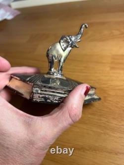 1930s Vintage Art Deco Elephant Silver Plate Trinket, Powder/Makeup Box AMAZING