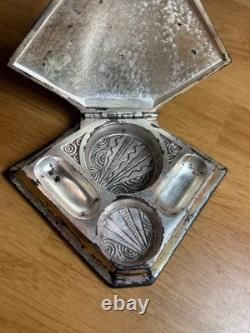 1930s Vintage Art Deco Elephant Silver Plate Trinket, Powder/Makeup Box AMAZING