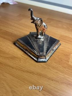 1930s Vintage Art Deco Elephant Silver Plate Trinket, Powder/Makeup Box AMAZING