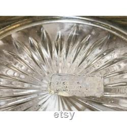 1940-50s Cut Glass 24kt Gold Plated Brass Powder Vanity Jar Vintage
