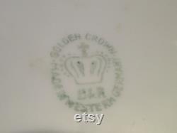 1940 Powder Lidded Jar E and R Golden Crown Western Germany Porcelain Violets Vanity