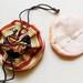 1940s Rex Striped Powder Bag Vintage 40s Drawstring Dance Purse Women's Compact Makeup Mirror Bag