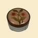 1940s glass vanity jar, vintage floral circular dresser top jar, depression era powder jar
