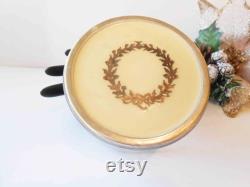 1950s Glass Powder Jar Vintage Vanity Accessory, Trinket Holder