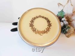 1950s Glass Powder Jar Vintage Vanity Accessory, Trinket Holder