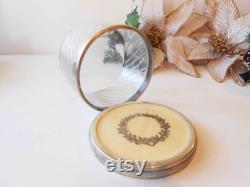 1950s Glass Powder Jar Vintage Vanity Accessory, Trinket Holder