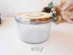 1950s Glass Powder Jar Vintage Vanity Accessory, Trinket Holder