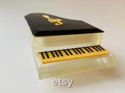 1960 Rare Vintage USSR Russian Plastic Compact Puff Powder Box Piano Mirror