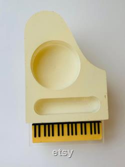 1960 Rare Vintage USSR Russian Plastic Compact Puff Powder Box Piano Mirror