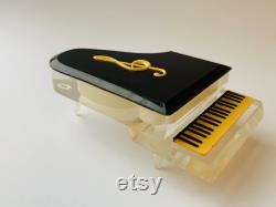 1960 Rare Vintage USSR Russian Plastic Compact Puff Powder Box Piano Mirror