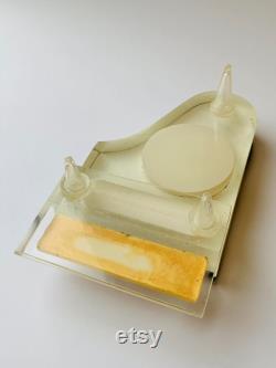 1960 Rare Vintage USSR Russian Plastic Compact Puff Powder Box Piano Mirror