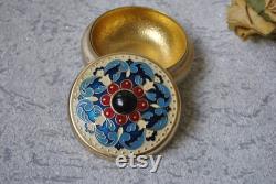 1960-Soviet Powder box, Casket enamel, Soviet puff-box with Lid