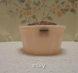 1960's Schwarz Bros. Pink Plastic Dusting Powder and Puff Container