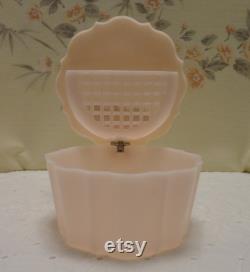 1960's Schwarz Bros. Pink Plastic Dusting Powder and Puff Container