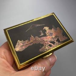 1960's Vintage Mechanical Musical Compact Cosmetic Powder Box Gold Tone Working